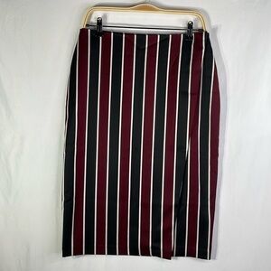 Seventh Avenue bold stripe, maroon, black, and white skirt: